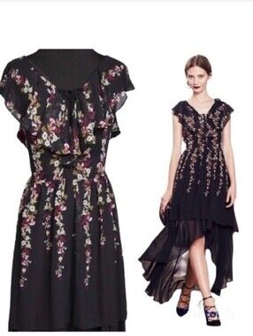 LC Lauren Conrad Runway Floral High Low Flowy Dress Women's Size 8, RARE